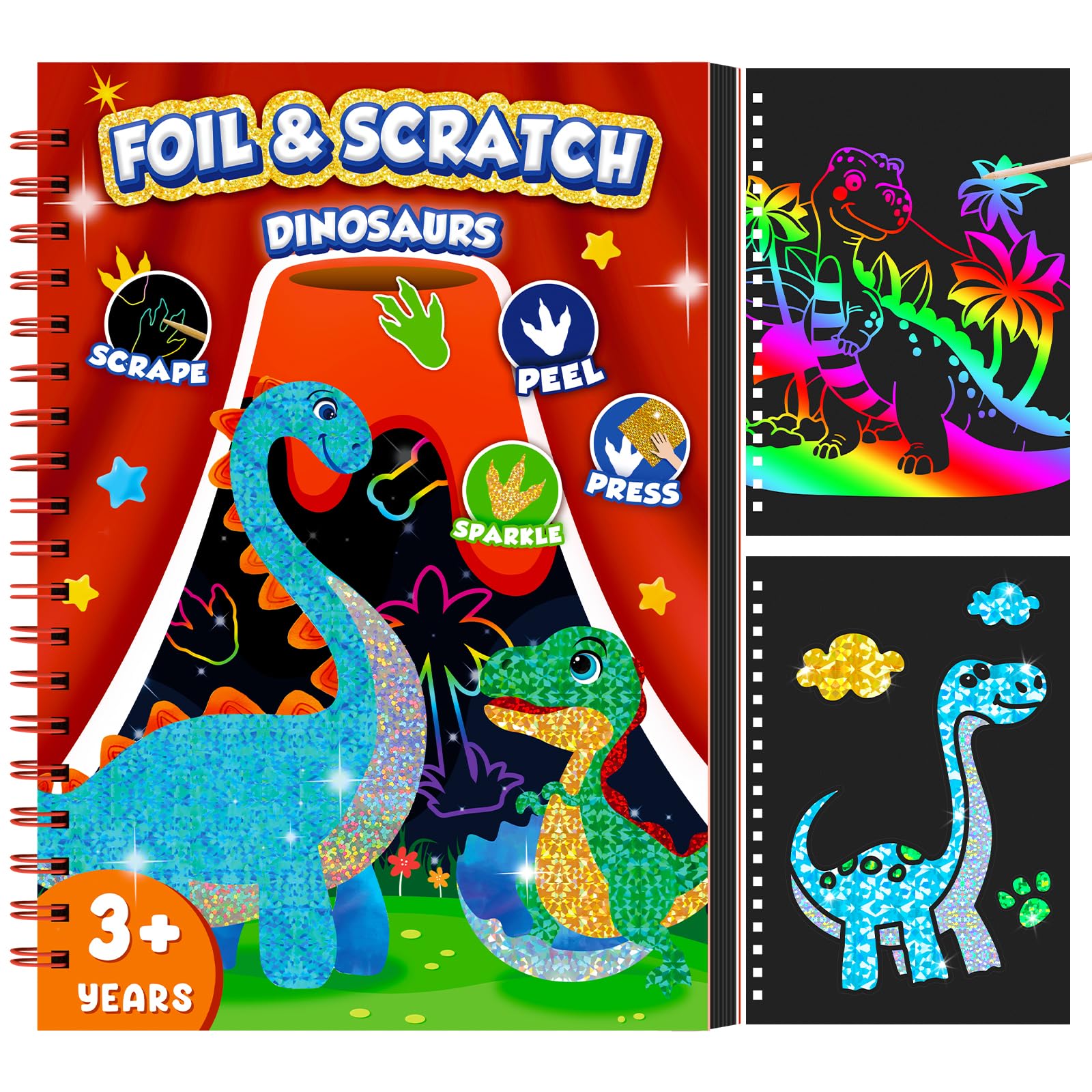 Art Craft Book - ไดโนเสาร์ Scratch Art Book สําหรับเด็กฟอยล์และ Scratch
