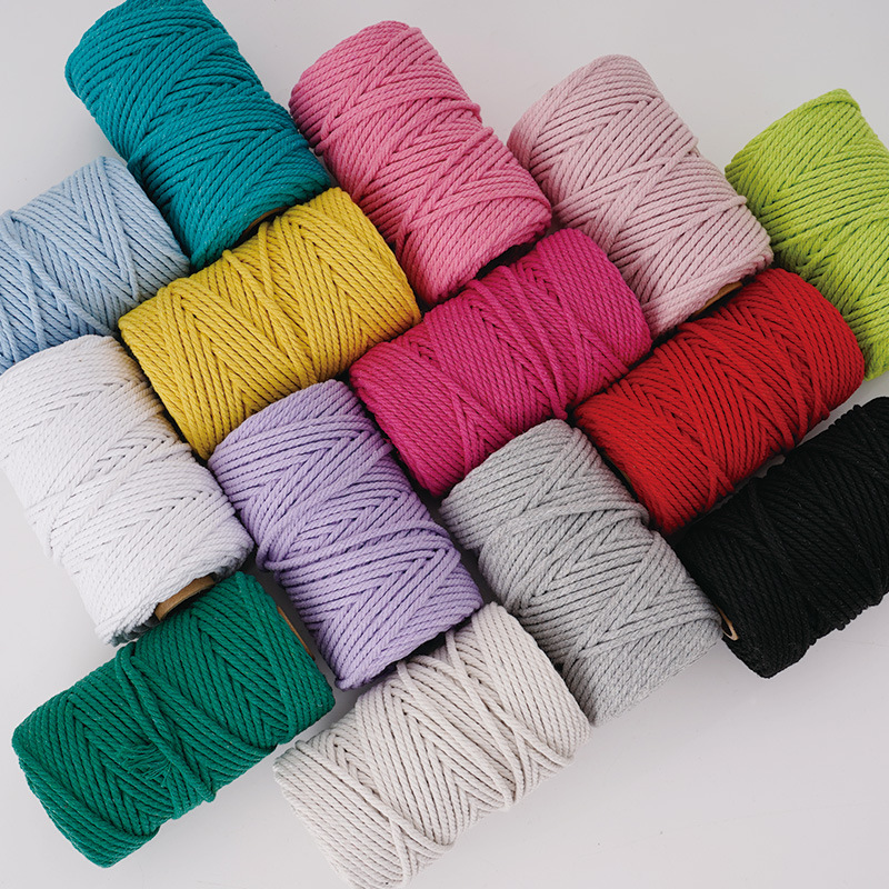 Macrame Cord Cotton - เชือกฝ้ายคอร์สปันสีธรรมชาติและหลากสีขนาด 3 มม. ยาว 50 หลา