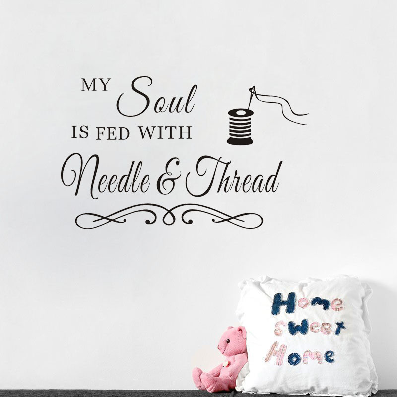 Art Craft Quotes - สติกเกอร์ติดผนังลายเข็มและด้ายเย็บผ้า, สติกเกอร์คำคมสำหรับห้องเย็บผ้า, ไวนิลติดผนังแบบมีกาวในตัวสำหรับตกแต่งบ้านและสตูดิโองานฝีมือ