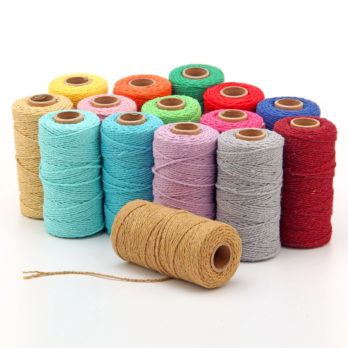 Macrame Cord Cotton - 2 มม.เชือก Twisted-Cord 100 M เชือกฝ้ายที่มีสีสัน