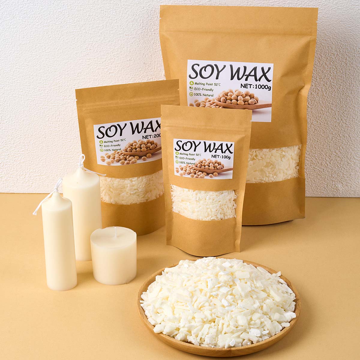 Candle Making Wax - 1 ปอนด์ขี้ผึ้งถั่วเหลืองสีขาวบริสุทธิ์สําหรับ DIY เทียนทําด้วยมือหัตถกรรม 100% สารเติมแต่งฟรีเทียนหอมวัตถุดิบทําชุดอุปกรณ์