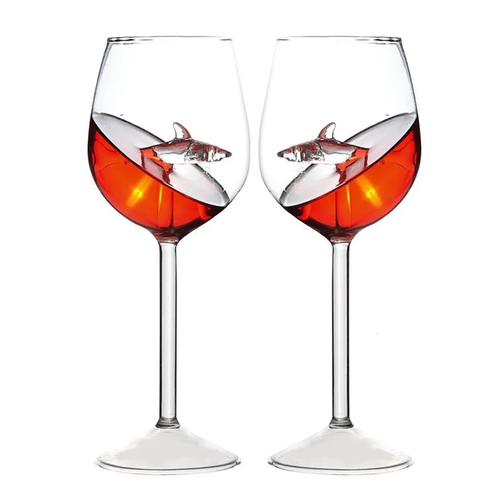 Art Craft Glasses - แก้วไวน์รูปทรงฉลาม แก้วไวน์แดงสไตล์ยุโรป แก้วน้ำ แก้วทรงโกเบลต์ ของตกแต่งงานแต่งงาน ของขวัญ