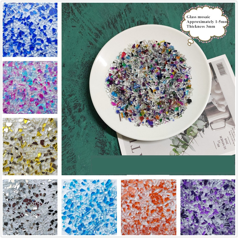 Art Craft Mirror - 100Gสีผสมแก้วคริสตัลโมเสคกระเบื้องรูปร่างไม่สม่ำเสมอMosaic Stone DIY Art Craftวัสดุสำหรับเด็กปริศนา
