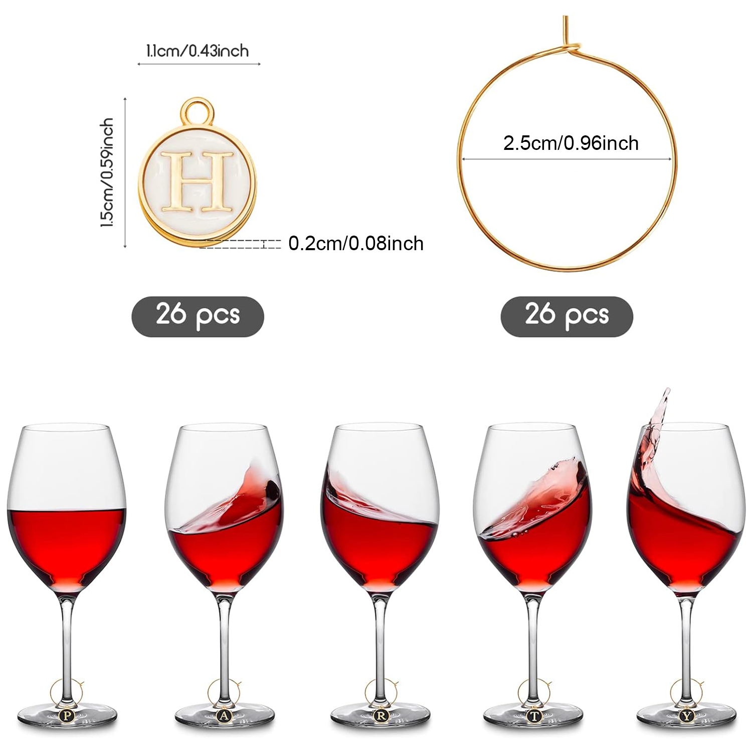 26 ชิ้นไวน์ Charms สำหรับ Stem - Art Craft Glasses บทวิจารณ์และราคา