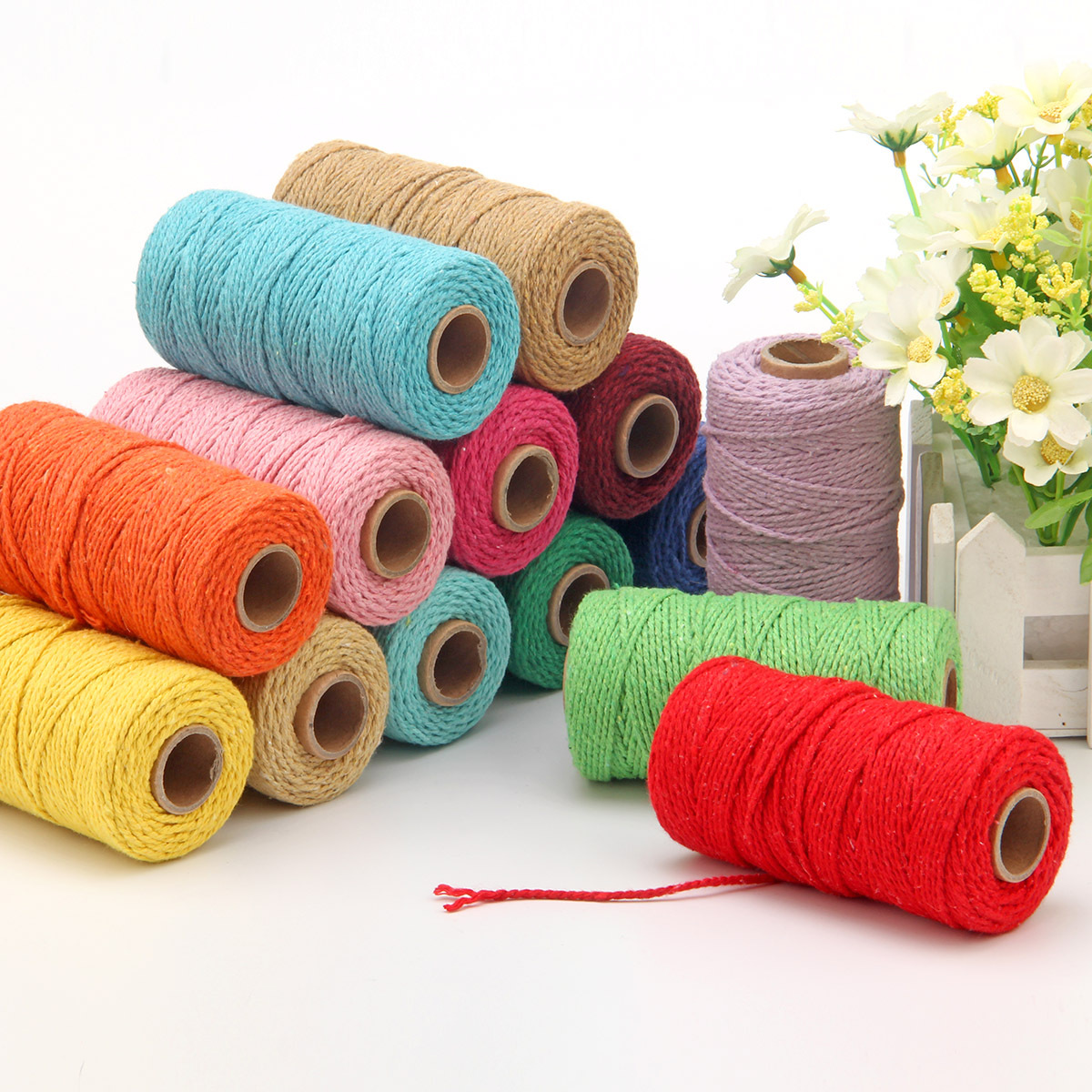 2 มม.เชือก Twisted-Cord 100 M  - Macrame Cord Cotton บทวิจารณ์และราคา