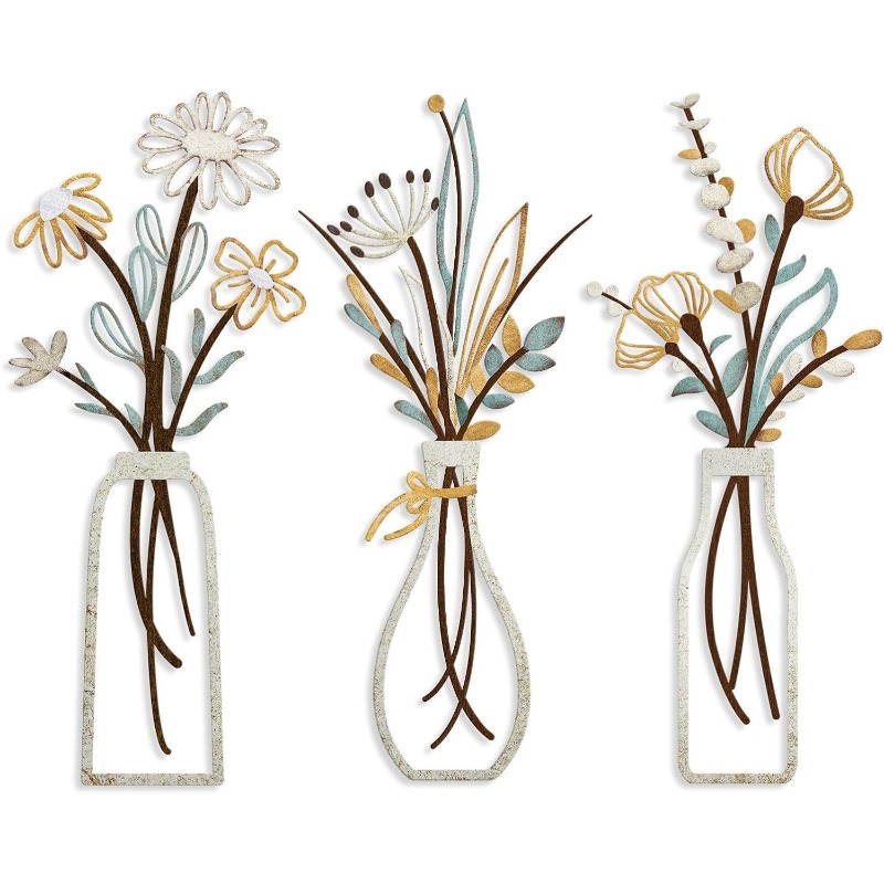 3 ชิ้น ดอกไม้โลหะ ตกแต่งผนัง ง - Art Craft Room บทวิจารณ์และราคา