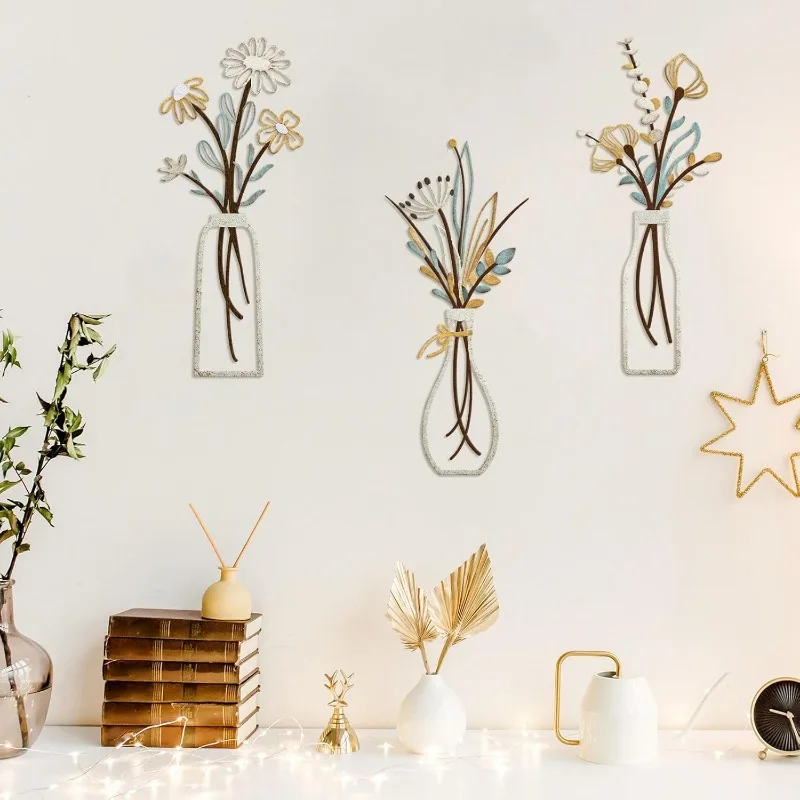 3 ชิ้น ดอกไม้โลหะ ตกแต่งผนัง ง - Art Craft Room บทวิจารณ์และราคา