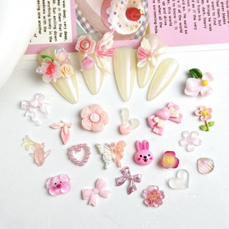 สุ่มผสมสีชมพูหวานโบว์เล็บ Char - Art Craft Rose บทวิจารณ์และราคา